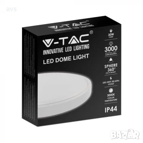 LED плафон кръгъл 30W 3000K VT-8630 V-TAC бял, снимка 2 - Полилеи - 48661777