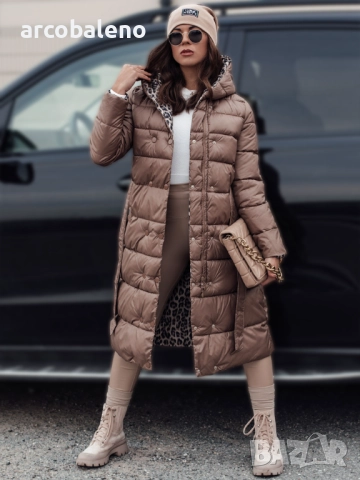 Дълго реверсивно ватирано дамско яке с качулка VELVETTI, 3цвята , снимка 11 - Якета - 47390331