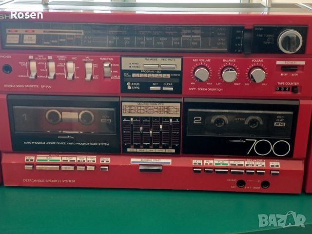 Продавам радиокасетофон boombox Sharp gf 700 Japan red , снимка 7 - Радиокасетофони, транзистори - 45822196