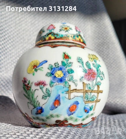 Canton Винтидж рьчно рисувана буркан за съхранение Китай , снимка 6 - Антикварни и старинни предмети - 53072186