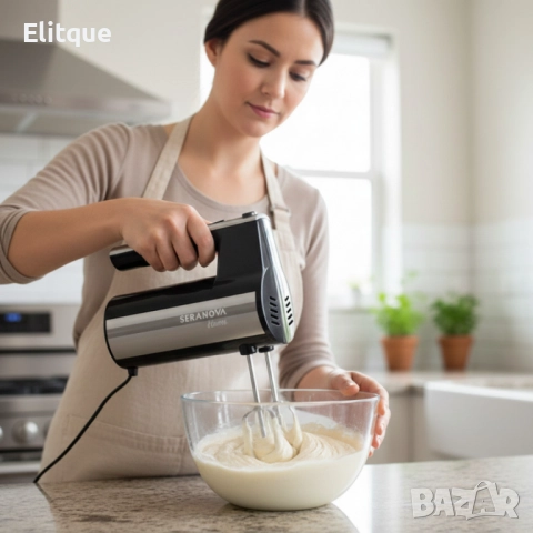 Кухненски миксер SERANOVA Home – Метални бъркалки, лек и мощен, снимка 6 - Други - 52672532