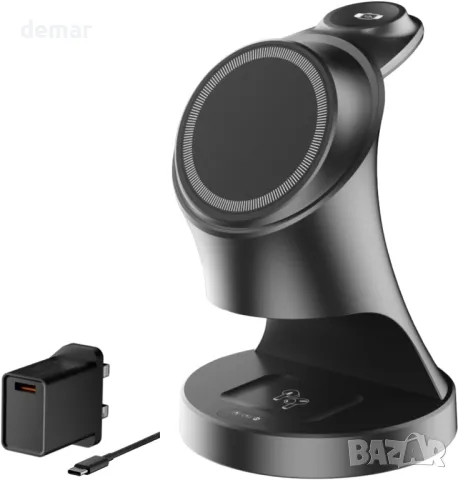 Csspew 3 в 1 магнитно безжично зарядно за Apple устройства, 15W, черно