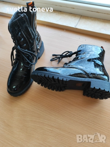 Стилни лачени боти размер 36, снимка 3 - Дамски боти - 52016857