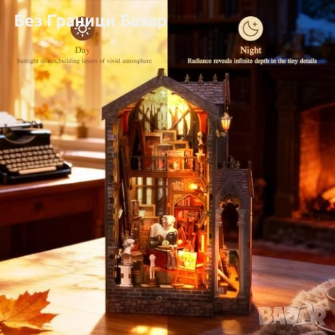 Нова DIY миниатюрна къща арт студио с LED светлина 3D дървен пъзел, снимка 7 - Други - 52821846