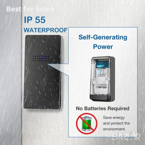 Комплект безжичен звънец с вграден термометър, 38 опции за звънене-2 бр., снимка 3 - Други стоки за дома - 51856056