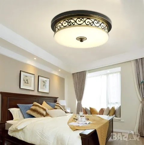 Полилеи, лед LED Антично черно злато Железен детска трапезария спалня, снимка 3 - Лампи за таван - 49756701