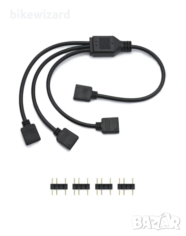 QWORK 5V 3-пинов ARGB сплитер кабел, argb сплитер, 1 женски към 3 мъжки, 30 см, за охладители НОВО