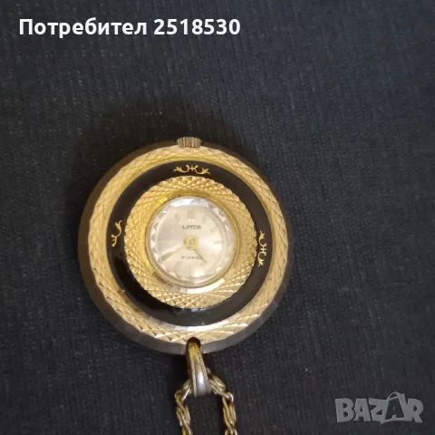 Lator 17 jewels-часовник колие с емайл , снимка 2 - Антикварни и старинни предмети - 47492132