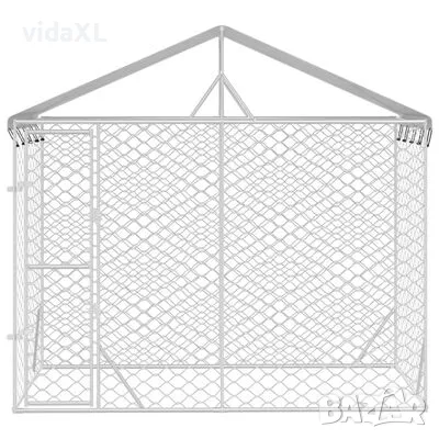 vidaXL Външна клетка за куче с покрив сребриста 3x1,5x2,5 м стомана(SKU:153680), снимка 4 - Други стоки за животни - 48495478