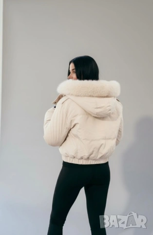 Уникално късо зимно яке с пух три цвята , снимка 12 - Якета - 47977264