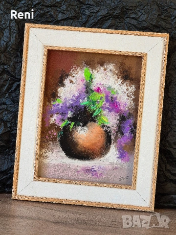 Люляк, картина пастел, оригинал, снимка 2 - Картини - 53084654