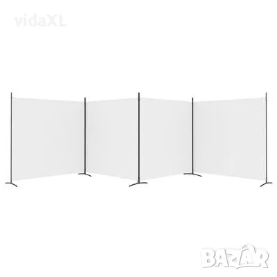 vidaXL Параван за стая, бял, 4 панела, 698x180 см, плат（SKU:350282）, снимка 4 - Паравани - 48648010