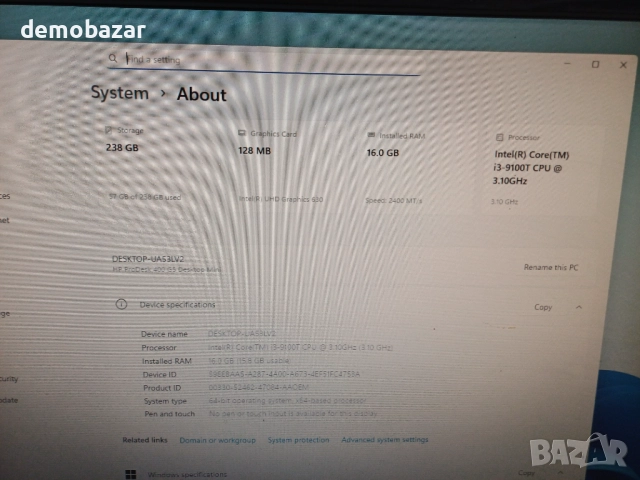 HP mini i3-9100T/16GB DDR4/256GB Nvme SSD , снимка 6 - Работни компютри - 51892990