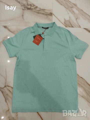 Мъжка тениска ЛОРО ПИАНА М последен размер светло син цвят , снимка 2 - Тениски - 53838840