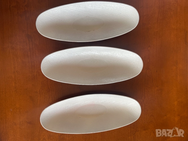 Овални бели плата за декорация 3 бр