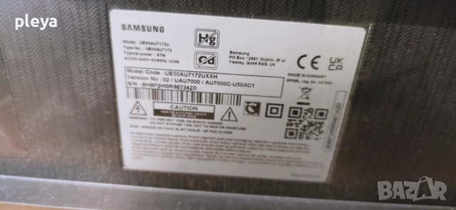 Samsung телевизор 50 инча UE50AU7172UXXH със счупен екран, за части