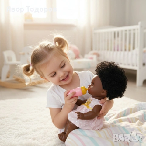 Кукла бебе 12 инча, която яде, пие и пишка – забавление и грижа за всяко дете, снимка 3 - Кукли - 53753376