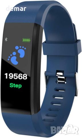 Водоустойчив смарт часовник, фитнес проследяване, Bluetooth, пулсомер, син, снимка 1 - Смарт гривни - 45625670