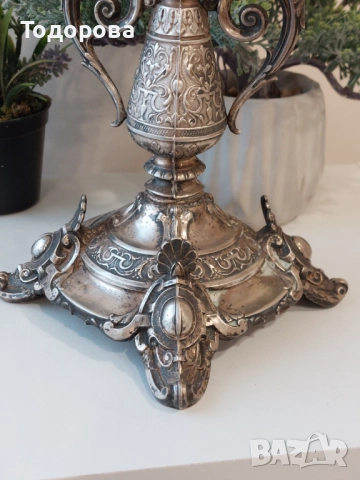 Стара фруктиера(сребро 800 кристал 19 век)Large Fruit Bowl Crystal Cut, 1 500 лв, снимка 3 - Други - 52278698