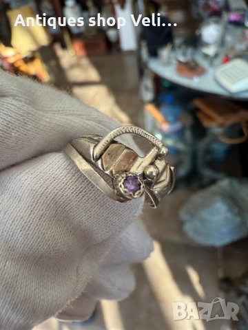 Сребърен пръстен с аметист №7642 