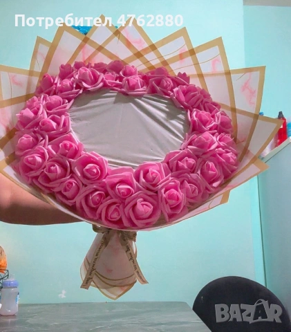 Магически запалим букет Сърце с ГОРЯЩА ИЗНЕНАДА – снимка или подарък