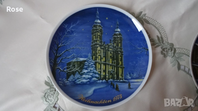 Vintage колекционерски коледни чинии за стена от Tettau, снимка 5 - Декорация за дома - 52300512