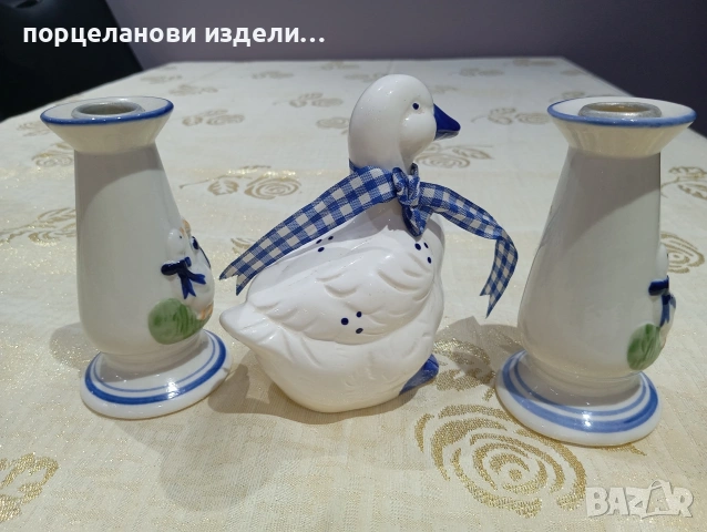 порцеланов прекрасен сет свещници с фигура на пате , снимка 18 - Колекции - 54010683