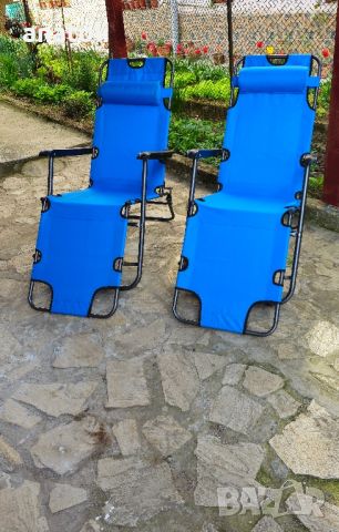 Сгъваеми стол, шезлонг, легло 3 в 1. 2бр. 178 см, Син от германия , снимка 9 - Градински мебели, декорация  - 45099708
