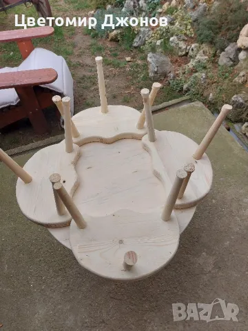 Трикраки столчета и софра(синия,паралия), снимка 11 - Градински мебели, декорация  - 49486507