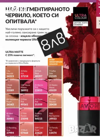 avon Матиращо червило , снимка 1 - Декоративна козметика - 49511553