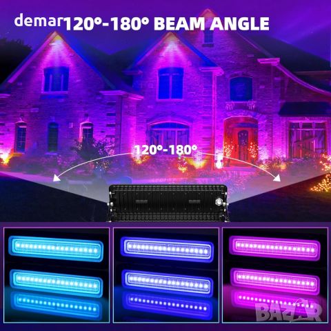 UV черна светлина 120 W, RGB ултравиолетов прожектор, LED с 1,5 m захранващ кабел, снимка 3 - Лед осветление - 45686939