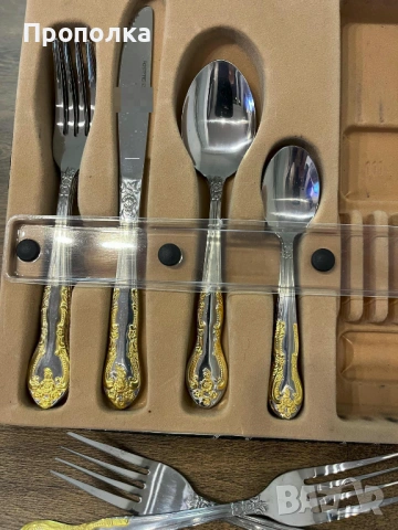 Прибори с ефектен, бароков релеф за шест души, стари -24бр., снимка 7 - Прибори за хранене, готвене и сервиране - 53681106