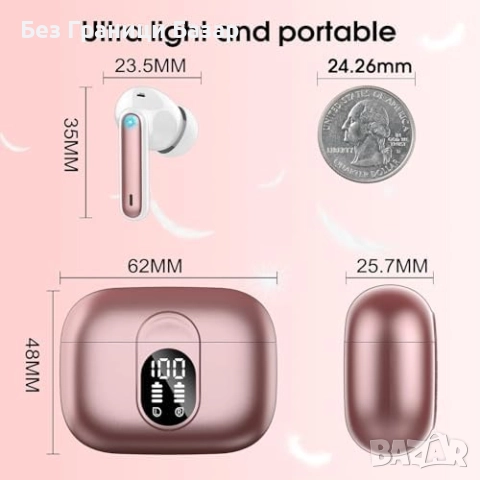 Нови Розови Bluetooth слушалки с микрофон и кутия за зареждане 40 часа, снимка 8 - Bluetooth слушалки - 52532491