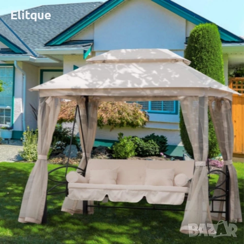 Луксозна градинска шатра с люлка и функция сън за пълен релакс