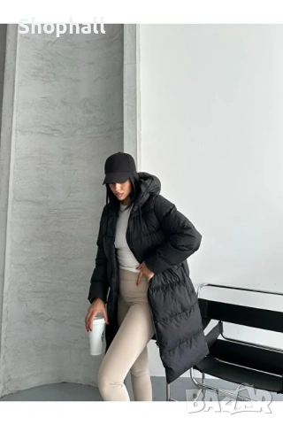 Дамско дълго яке с качулка. Размер 38.