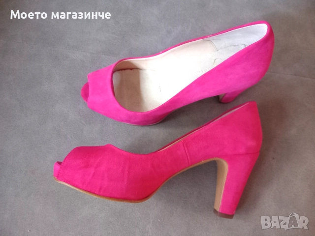 Vienty – елегантни обувки от естествен велур, цвят фуксия, № 38, снимка 2 - Дамски обувки на ток - 51998658