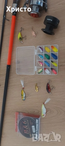 Нов спининг к-т от спининг въдица с макара влакно и клатушки , снимка 3 - Въдици - 53992457