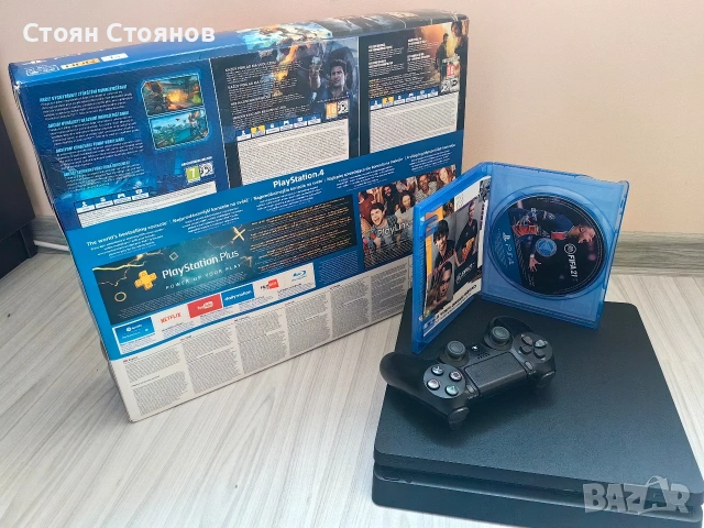 Продавам Playstation 4 Slim (PS4 Slim) + 1 бр. контролер и подарък игра, снимка 4 - PlayStation конзоли - 53007654