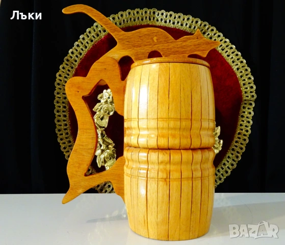 Дървена халба с капак Heineken. , снимка 3 - Антикварни и старинни предмети - 53574782