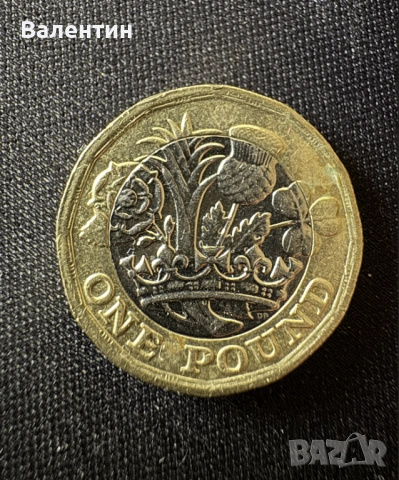 £1 Рядка монета от 2016 г., роза, корона и детелина