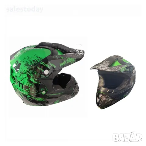 Детска каска, каска за кросов спорт, зелен цвят, s, снимка 1