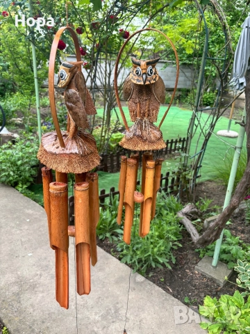 Вятърен звънец от дърво Бухал. 60см. и 80см., снимка 6 - Градински мебели, декорация  - 41700684