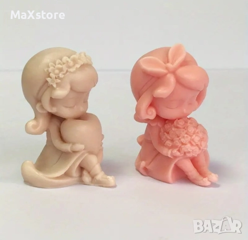 3D 2 модела момиче с букет сърце, снимка 3 - Форми - 51994304