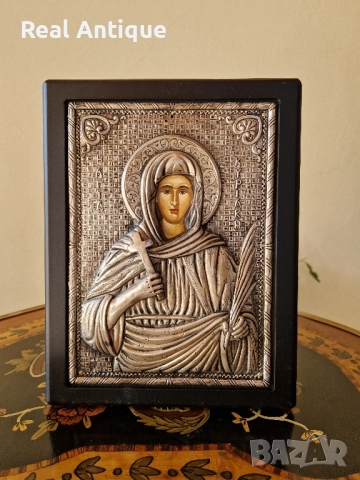 Чудесна антикварна сребърна икона със сертификат и маркировка , снимка 2 - Антикварни и старинни предмети - 51686734