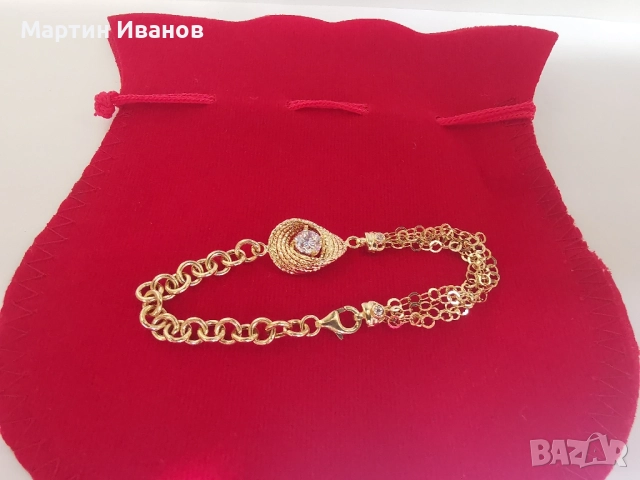 Златна дамска гривна с циркон 1