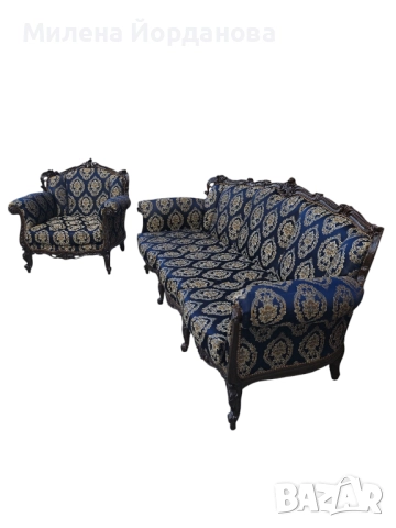 френски мебели диван и две кресла, снимка 2 - Дивани и мека мебел - 51481547