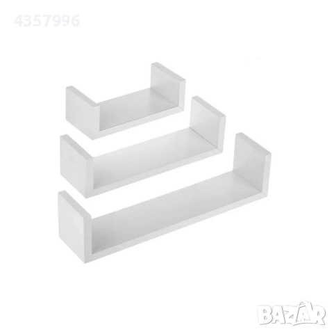 Комплект декоративни рафтове, За стена, 3бр., Бели 