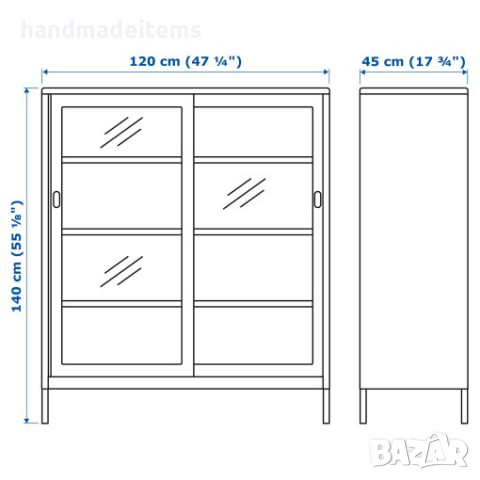 IDÅSEN Нов шкаф с плъзгащи се стъклени врати от Икеа / Ikea, снимка 4 - Шкафове - 45070025
