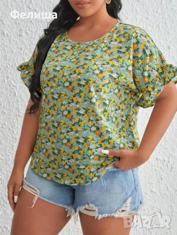 Супер Сладка Блузка на Жълти Цветчета / Розички , снимка 2 - Тениски - 50207338