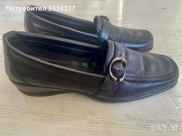 Дамски черни обувки лоуфъри Frau номер 37 от Италия, ръчна изработка естествена кожа, снимка 3 - Дамски ежедневни обувки - 52860174